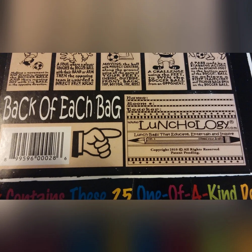 Lunchology Soccer Trivia Paper Lunch Bags Interesting Graphics Collectible